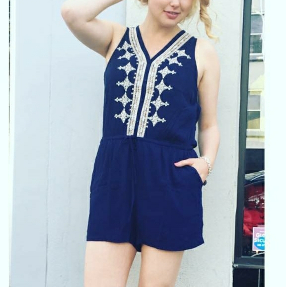 Navy Romper